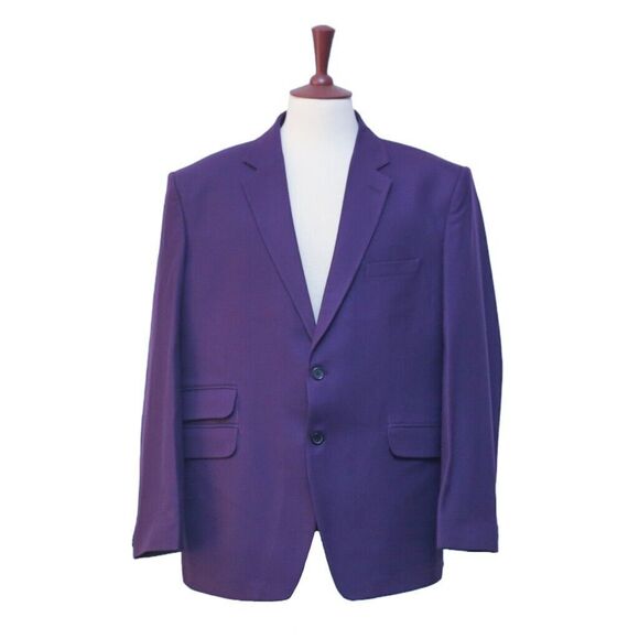 Mens Blazer Purple Cotton Handmade Dress Formal Jacket Wedding Sport Coat 44R
